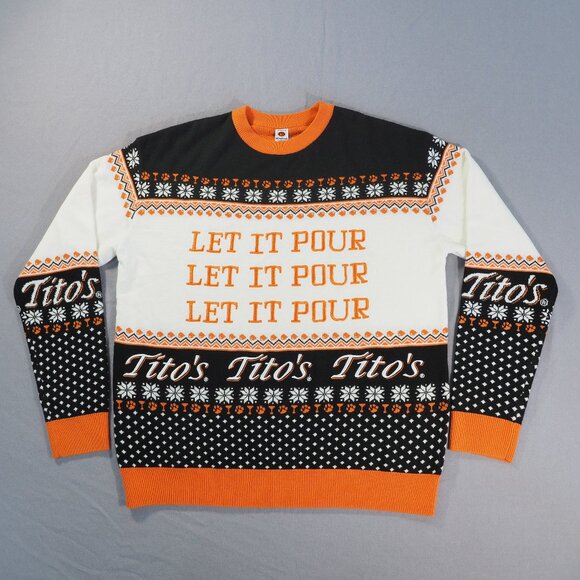 Titos Vodka Sweater Size Extra Large Black Ugly Christmas Party Holiday Festive - Picture 1 of 9